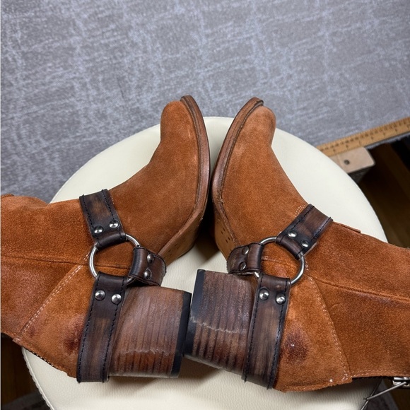 Free bird Spirit Suede Harness Moto Ankle Western Leather Boots Womens Sz 7 - Picture 8 of 10